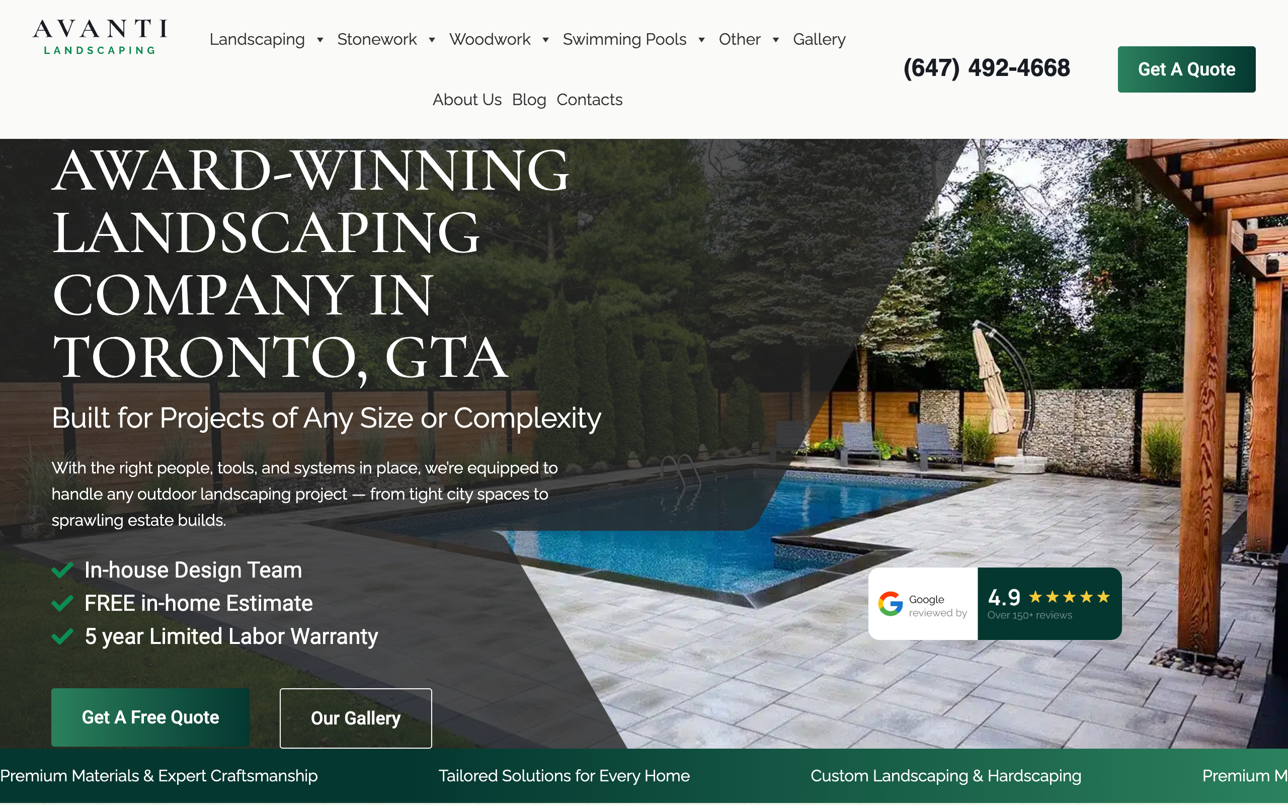 avanty Landscaping Company website design
