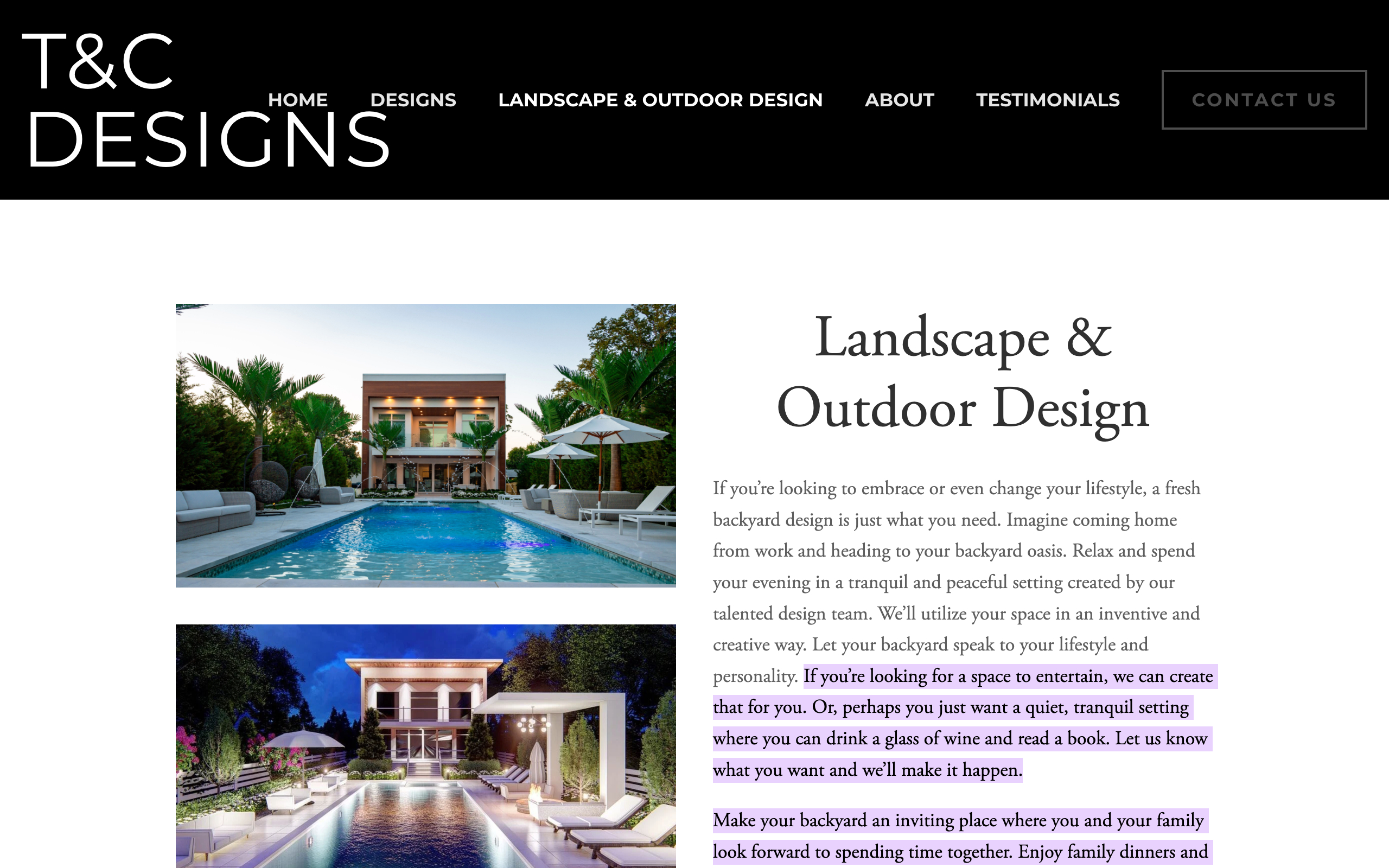 Landscape & Outdoor Design website