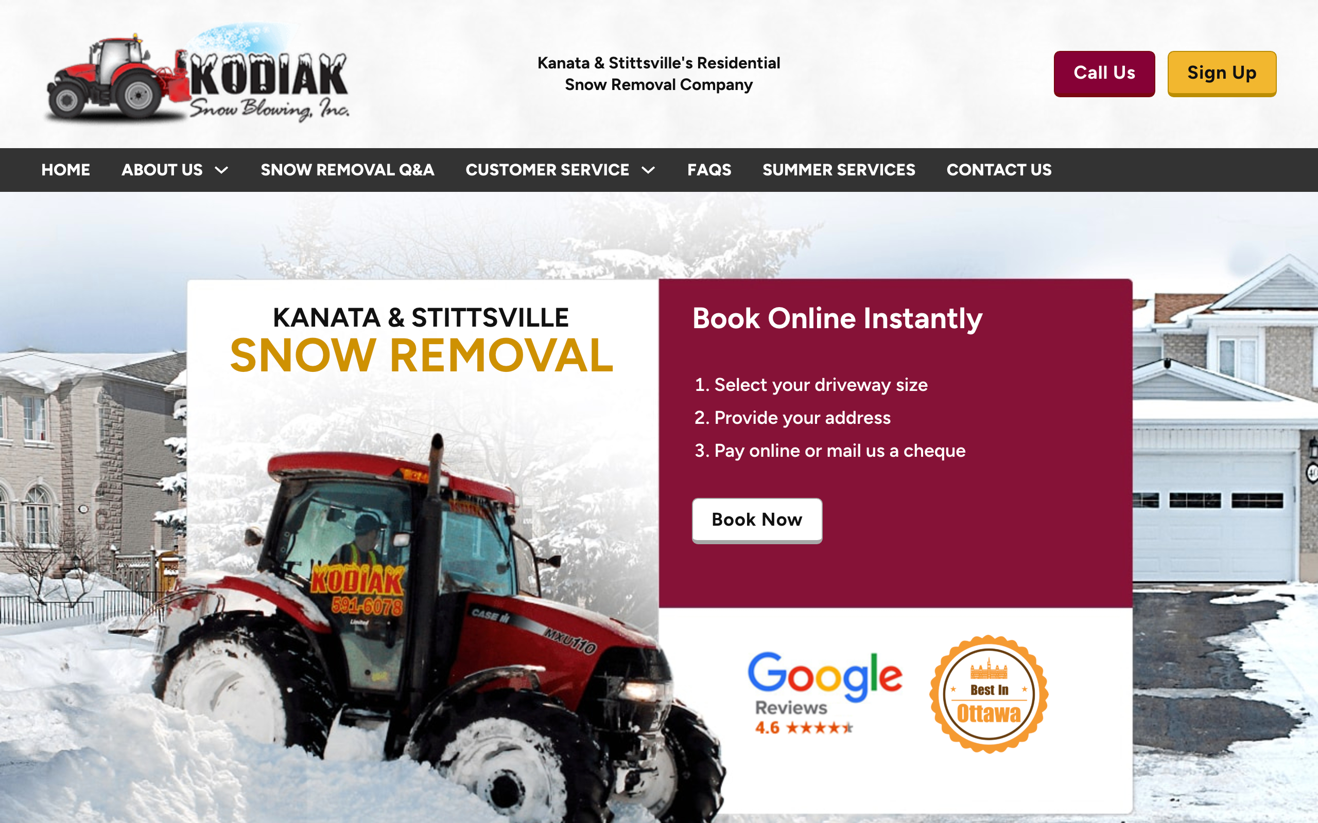 Snowblowing service website design