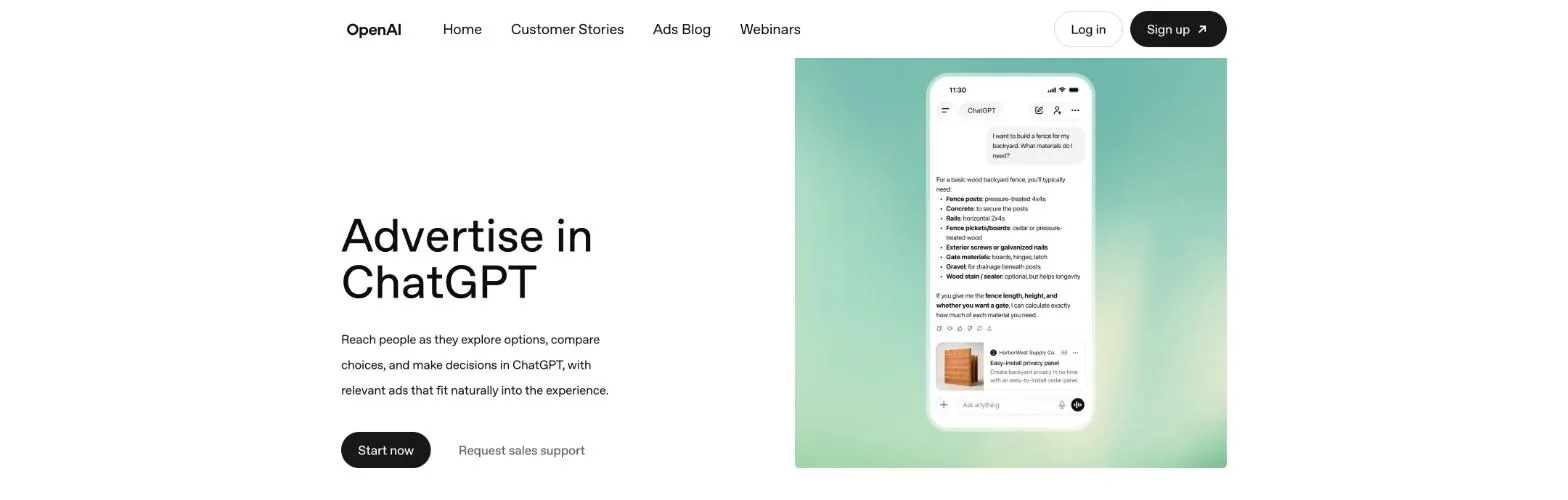 OpenAI Ads Manager advertiser website