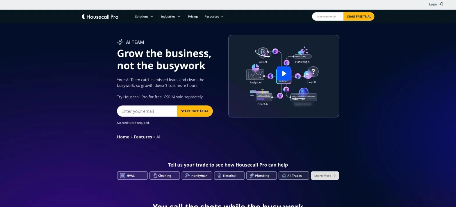 Housecall Pro website screenshot