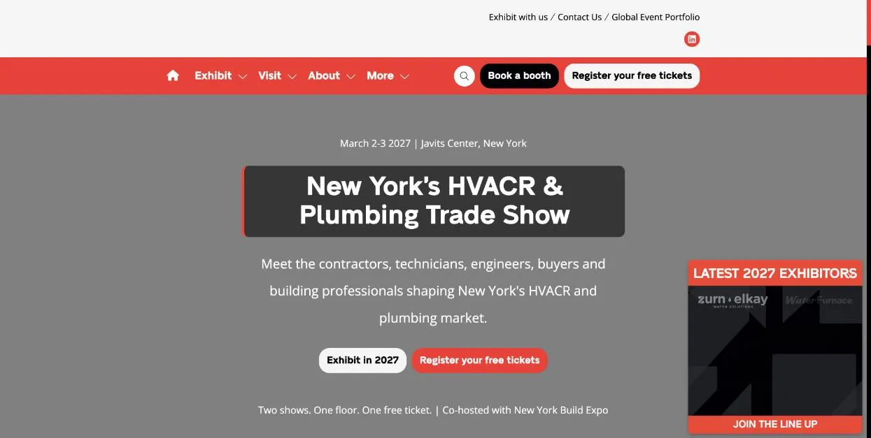 InstallerSHOW New York 2027 official website homepage, screenshot taken October 2026
