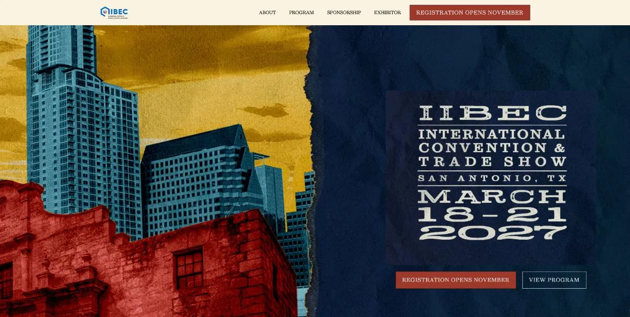 IIBEC International Convention & Trade Show 2027 official website homepage, screenshot taken October 2026